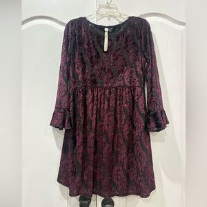 Uncle Frank Black and Burgundy Patterned Dress